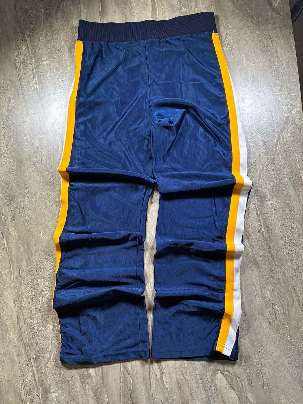 Vintage 80s Russell Athletic Baseball Pants Navy Gold Stripe Made in USA Tag 34